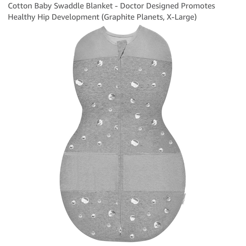 Happiest Baby SNOO Sleep Pea sleep sack in grey planets, used